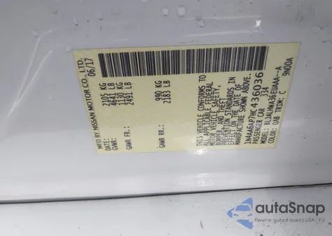 2017 Nissan Maxima 3.5 Platinum z USA, uszkodzony, nr VIN 1N4AA6AP7HC436036